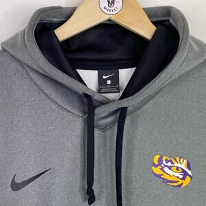 Nike LSU Tigers Sideline Playbook Hoodie Men L Grey Black NCAA Fanatics Gear NEW
